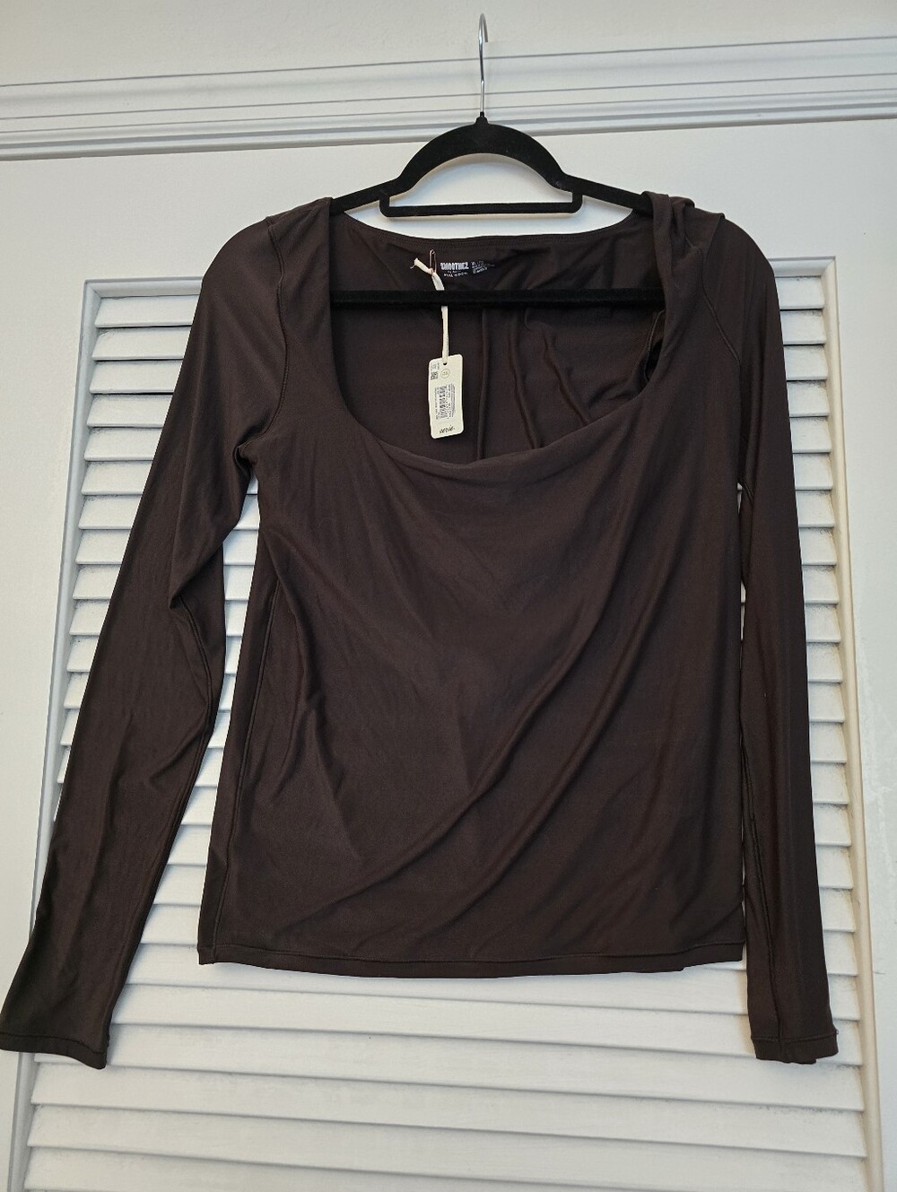 Aerie Smoothez Brown Scoop Neck Long Sleeve Top Size XL New With Tags